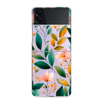 Пластиковый чехол на Samsung Galaxy Z Flip 3 с принтом Цветы паттерн Пластиковый чехол на Samsung Galaxy Z Flip 3 с принтом Цветы паттерн
