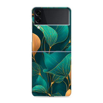 Пластиковый чехол на Samsung Galaxy Z Flip 3 с принтом Листья и золото Пластиковый чехол на Samsung Galaxy Z Flip 3 с принтом Листья и золото