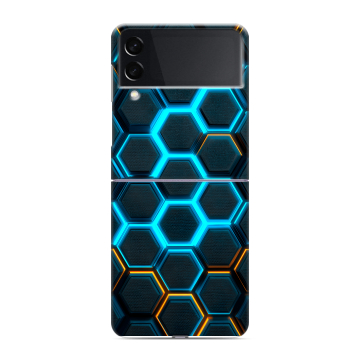 Пластиковый чехол на Samsung Galaxy Z Flip 3 с принтом Неоновые соты Пластиковый чехол на Samsung Galaxy Z Flip 3 с принтом Неоновые соты