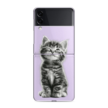 Пластиковый чехол на Samsung Galaxy Z Flip 3 с принтом Котенок Пластиковый чехол на Samsung Galaxy Z Flip 3 с принтом Котенок