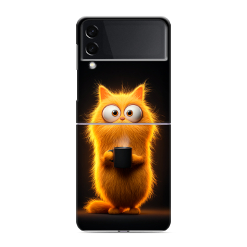Пластиковый чехол на Samsung Galaxy Z Flip 3 с принтом Смешной кот Пластиковый чехол на Samsung Galaxy Z Flip 3 с принтом Смешной кот