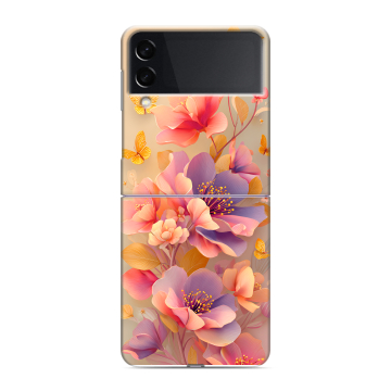 Пластиковый чехол на Samsung Galaxy Z Flip 3 с принтом Цветы и бабочки Пластиковый чехол на Samsung Galaxy Z Flip 3 с принтом Цветы и бабочки