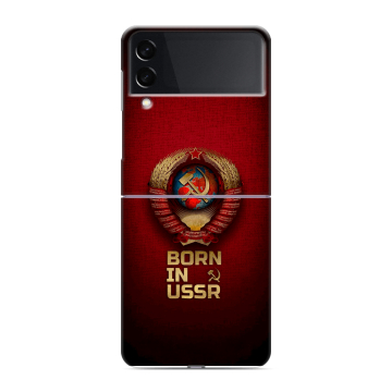 Пластиковый чехол на Samsung Galaxy Z Flip 3 с принтом Флаг Герб СССР Пластиковый чехол на Samsung Galaxy Z Flip 3 с принтом Флаг Герб СССР