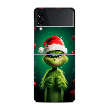 Пластиковый чехол на Samsung Galaxy Z Flip 3 с принтом Гринч Новый год Рождество Пластиковый чехол на Samsung Galaxy Z Flip 3 с принтом Гринч Новый год Рождество
