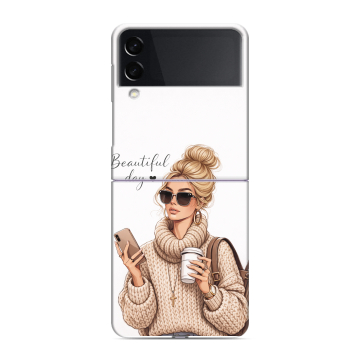 Пластиковый чехол на Samsung Galaxy Z Flip 3 с принтом женский Пластиковый чехол на Samsung Galaxy Z Flip 3 с принтом женский