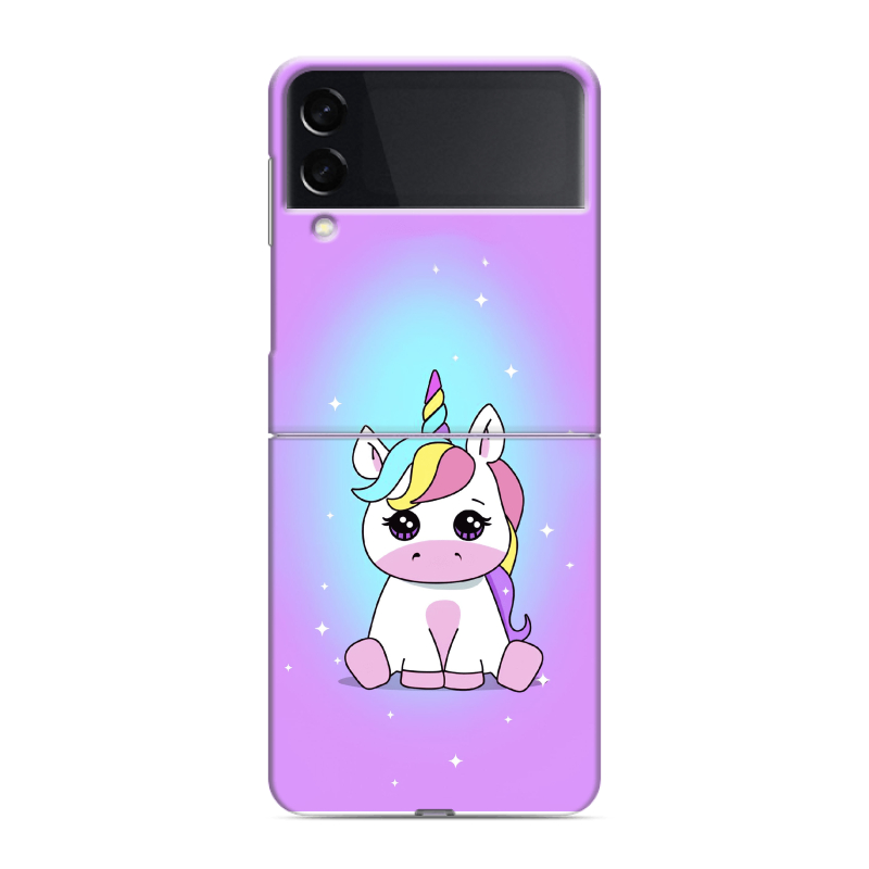 Пластиковый чехол на Samsung Galaxy Z Flip 3 с принтом Единорог Пластиковый чехол на Samsung Galaxy Z Flip 3 с принтом Единорог