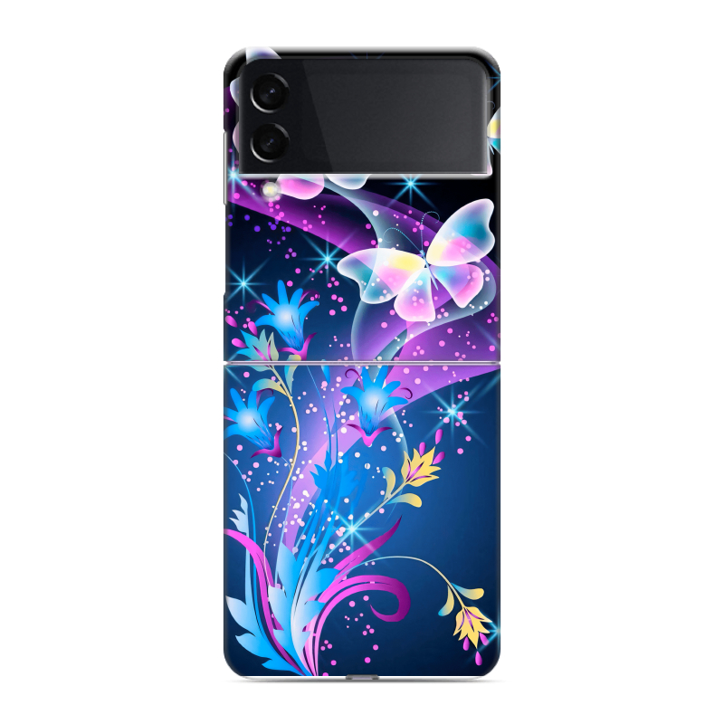 Пластиковый чехол на Samsung Galaxy Z Flip 3 с принтом Бабочки Пластиковый чехол на Samsung Galaxy Z Flip 3 с принтом Бабочки