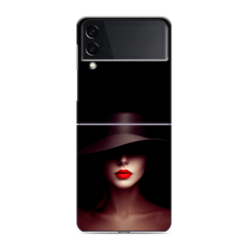Пластиковый чехол на Samsung Galaxy Z Flip 3 с принтом Девушка в шляпе Пластиковый чехол на Samsung Galaxy Z Flip 3 с принтом Девушка в шляпе