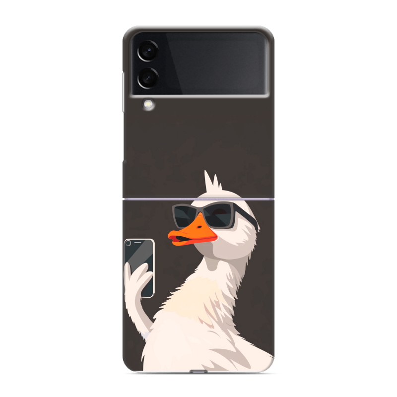 Пластиковый чехол на Samsung Galaxy Z Flip 3 с принтом утка в очках Пластиковый чехол на Samsung Galaxy Z Flip 3 с принтом утка в очках