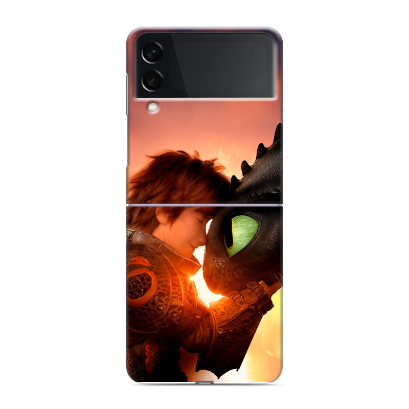 Пластиковый чехол на Samsung Galaxy Z Flip 3 с принтом Как приручить дракона Пластиковый чехол на Samsung Galaxy Z Flip 3 с принтом Как приручить дракона