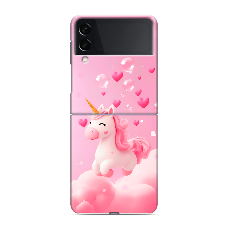 Пластиковый чехол на Samsung Galaxy Z Flip 3 с принтом Единорог Пластиковый чехол на Samsung Galaxy Z Flip 3 с принтом Единорог
