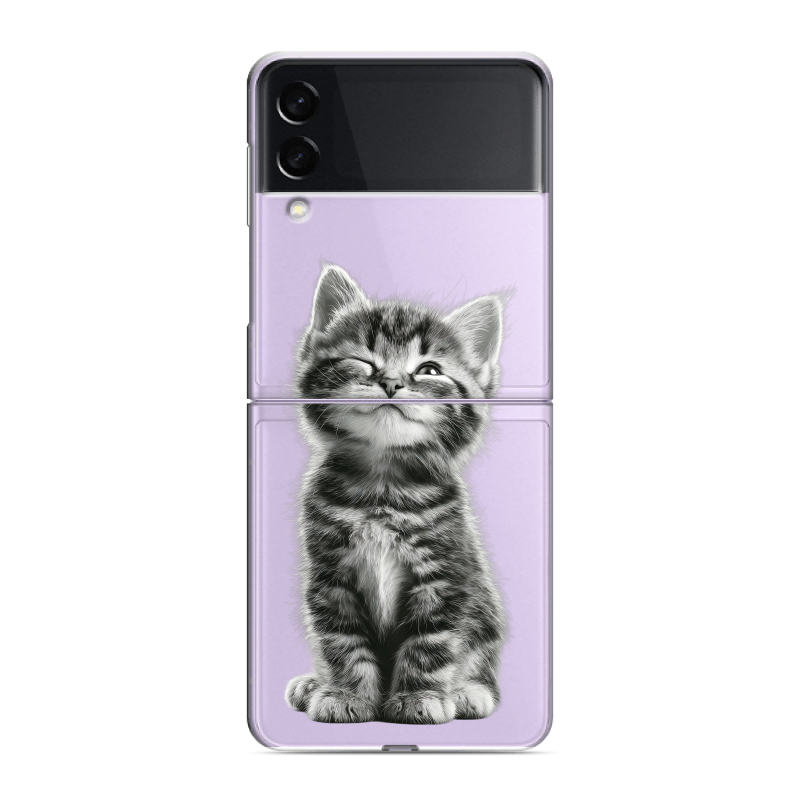 Пластиковый чехол на Samsung Galaxy Z Flip 3 с принтом Котенок Пластиковый чехол на Samsung Galaxy Z Flip 3 с принтом Котенок