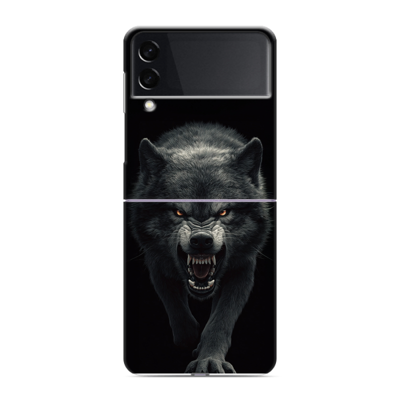 Пластиковый чехол на Samsung Galaxy Z Flip 3 с принтом Волк Пластиковый чехол на Samsung Galaxy Z Flip 3 с принтом Волк