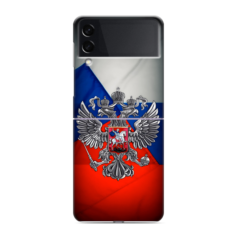 Пластиковый чехол на Samsung Galaxy Z Flip 3 с принтом Флаг России Пластиковый чехол на Samsung Galaxy Z Flip 3 с принтом Флаг России