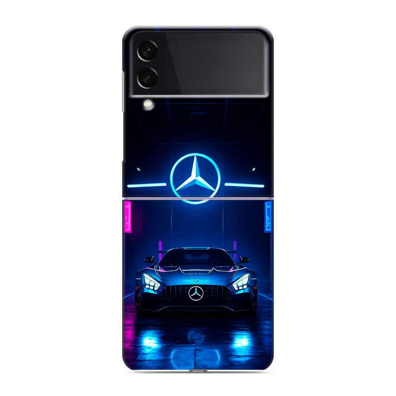 Пластиковый чехол на Samsung Galaxy Z Flip 3 с принтом Mercedes Мерседес Пластиковый чехол на Samsung Galaxy Z Flip 3 с принтом Mercedes Мерседес