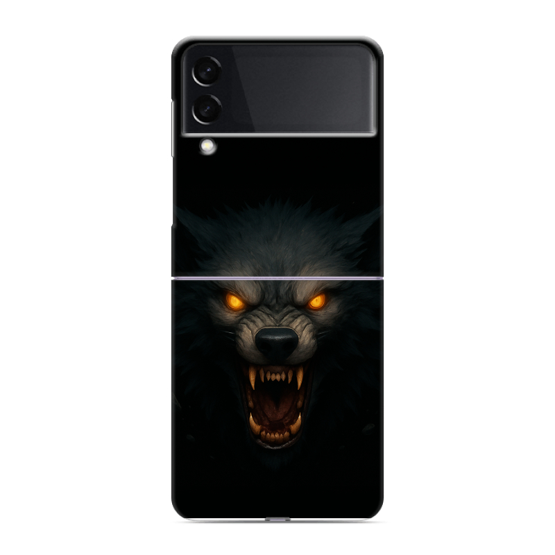 Пластиковый чехол на Samsung Galaxy Z Flip 3 с принтом Волк Пластиковый чехол на Samsung Galaxy Z Flip 3 с принтом Волк