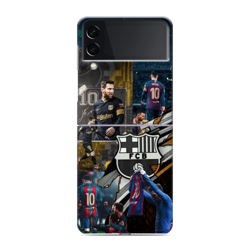 Пластиковый чехол на Samsung Galaxy Z Flip 3 с принтом Messi Barcelona Пластиковый чехол на Samsung Galaxy Z Flip 3 с принтом Messi Barcelona