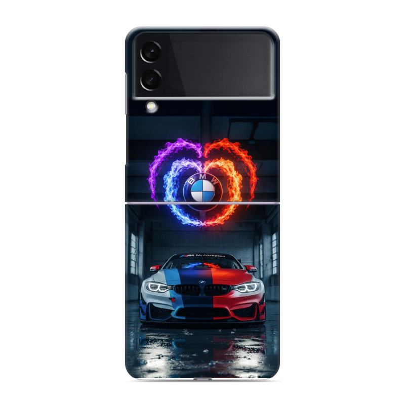 Пластиковый чехол на Samsung Galaxy Z Flip 3 с принтом BMW БМВ Пластиковый чехол на Samsung Galaxy Z Flip 3 с принтом BMW БМВ