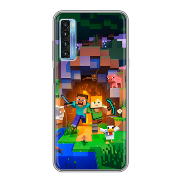 Силиконовый чехол на TCL 20L с принтом Майнкрафт Minecraft Силиконовый чехол на TCL 20L с принтом Майнкрафт Minecraft