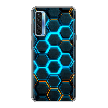 Силиконовый чехол на TCL 20L с принтом Неоновые соты