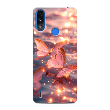 Силиконовый чехол на Lenovo K13 с принтом бабочки розовые