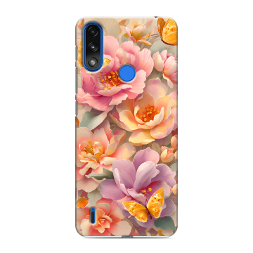 Силиконовый чехол на Lenovo K13 с принтом Цветы и бабочки