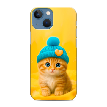 Силиконовый чехол на Iphone 13 Mini с принтом Котенок в шапке Силиконовый чехол на Iphone 13 Mini с принтом Котенок в шапке
