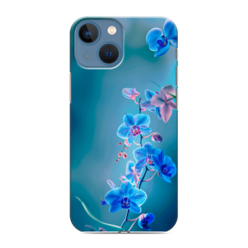 Силиконовый чехол на Iphone 13 Mini с принтом Голубые цветы Силиконовый чехол на Iphone 13 Mini с принтом Голубые цветы