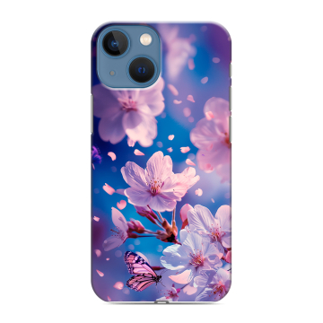 Силиконовый чехол на Iphone 13 Mini с принтом цветы бабочки Силиконовый чехол на Iphone 13 Mini с принтом цветы бабочки