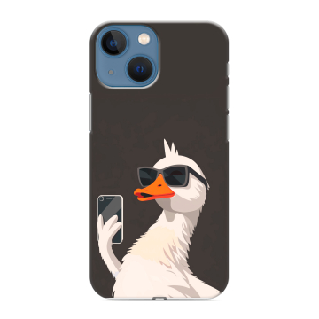 Силиконовый чехол на Iphone 13 Mini с принтом утка в очках Силиконовый чехол на Iphone 13 Mini с принтом утка в очках