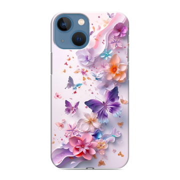 Силиконовый чехол на Iphone 13 Mini с принтом цветы бабочки