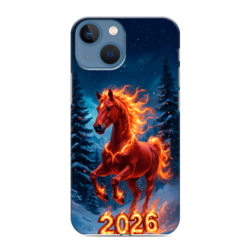 Силиконовый чехол на Iphone 13 Mini с принтом Новый год коня Силиконовый чехол на Iphone 13 Mini с принтом Новый год коня