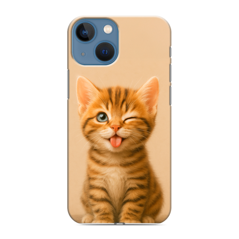 Пластиковый чехол на Iphone 13 Mini с принтом котенок Пластиковый чехол на Iphone 13 Mini с принтом котенок