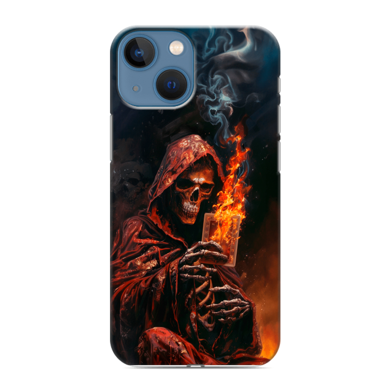 Силиконовый чехол на Iphone 13 Mini с принтом Скелет и карты Силиконовый чехол на Iphone 13 Mini с принтом Скелет и карты