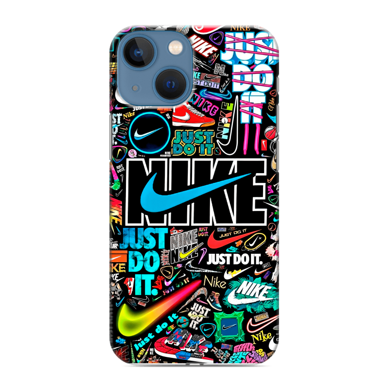 Силиконовый чехол на Iphone 13 Mini с принтом найк nike черный Силиконовый чехол на Iphone 13 Mini с принтом найк nike черный