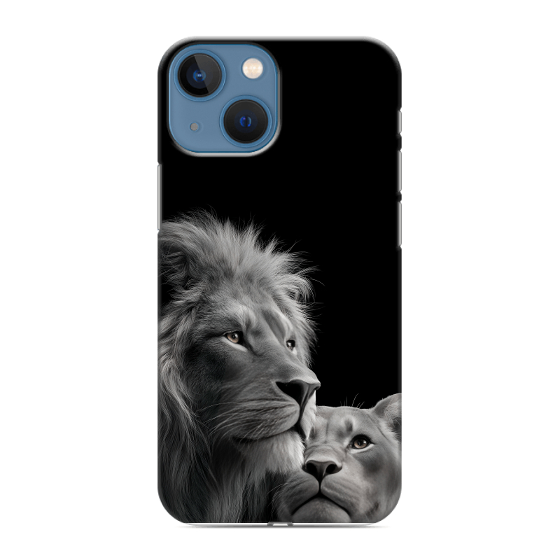 Силиконовый чехол на Iphone 13 Mini с принтом Лев кошки Силиконовый чехол на Iphone 13 Mini с принтом Лев кошки