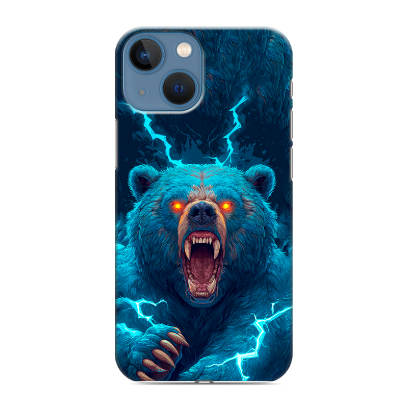 Силиконовый противоударный чехол на Iphone 13 Mini с принтом Медведь Силиконовый противоударный чехол на Iphone 13 Mini с принтом Медведь
