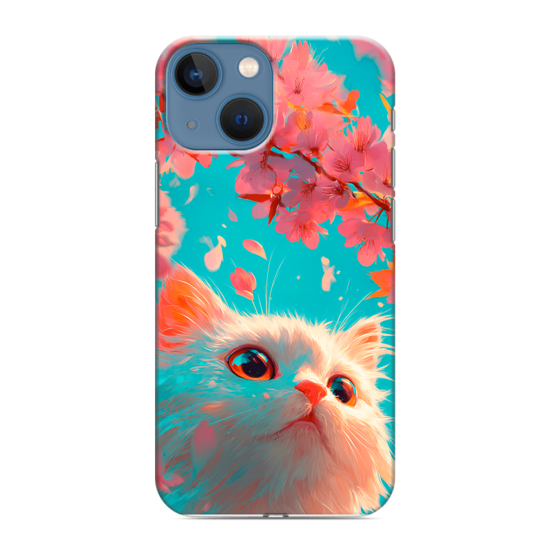 Пластиковый чехол на Iphone 13 Mini с принтом Красивый кот Пластиковый чехол на Iphone 13 Mini с принтом Красивый кот