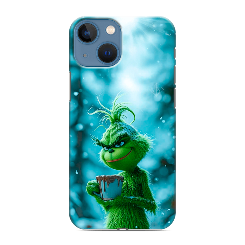 Пластиковый чехол на Iphone 13 Mini с принтом Новый год гринч Пластиковый чехол на Iphone 13 Mini с принтом Новый год гринч