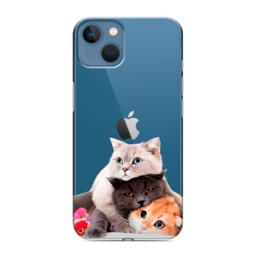 Силиконовый чехол на Iphone 13 с принтом Кошки Силиконовый чехол на Iphone 13 с принтом Кошки