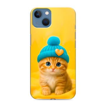 Силиконовый чехол на Iphone 13 с принтом Котенок в шапке Силиконовый чехол на Iphone 13 с принтом Котенок в шапке