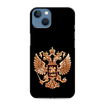 Силиконовый чехол на Iphone 13 с принтом Герб России золотой