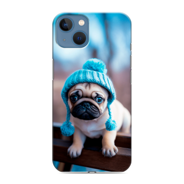 Силиконовый чехол на Iphone 13 с принтом Мопс в шапке Силиконовый чехол на Iphone 13 с принтом Мопс в шапке