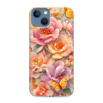 Силиконовый чехол на Iphone 13 с принтом Цветы и бабочки