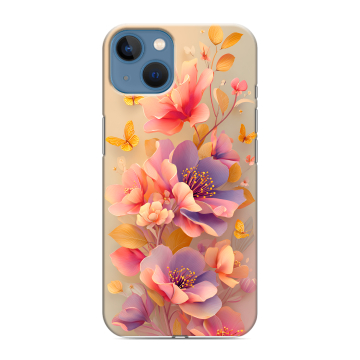 Силиконовый чехол на Iphone 13 с принтом Цветы и бабочки