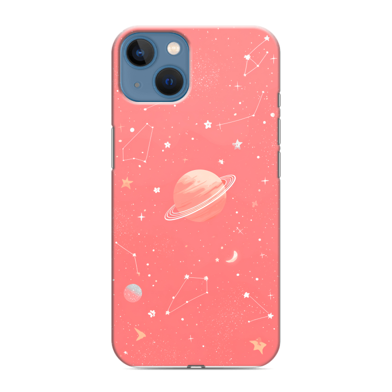 Силиконовый противоударный чехол на Iphone 13 с принтом Розовый космос Силиконовый противоударный чехол на Iphone 13 с принтом Розовый космос