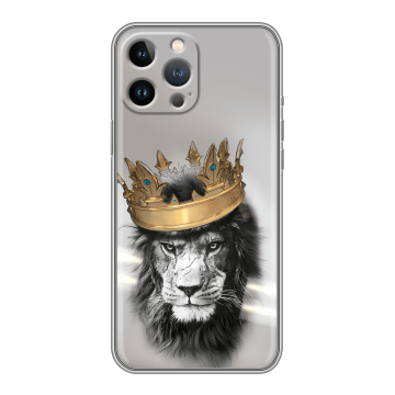 Силиконовый чехол на Iphone 13 Pro с принтом Лев с короной
