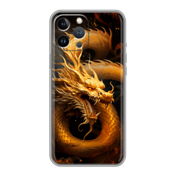 Силиконовый чехол на Iphone 13 Pro с принтом Золотой дракон Силиконовый чехол на Iphone 13 Pro с принтом Золотой дракон