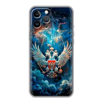 Силиконовый чехол на Iphone 13 Pro с принтом Герб флаг России Силиконовый чехол на Iphone 13 Pro с принтом Герб флаг России