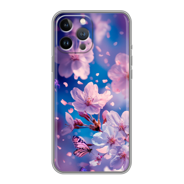 Силиконовый чехол на Iphone 13 Pro с принтом цветы бабочки Силиконовый чехол на Iphone 13 Pro с принтом цветы бабочки